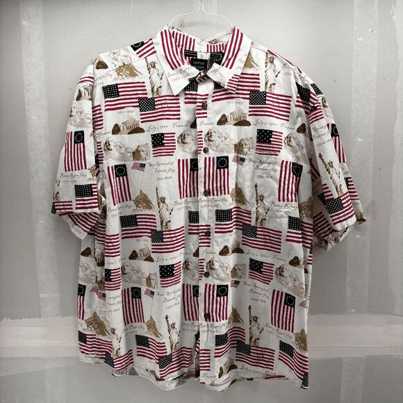 Cotton Traders  Patriotic USA Flag Allover Mount Rushmore July 4th Mens 2XL - Picture 1 of 4
